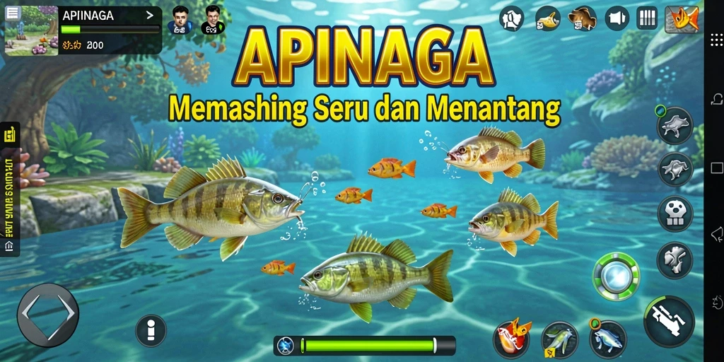 Tampilan menarik dari gameplay APINAGA dengan pengalaman memancing yang mendalam.