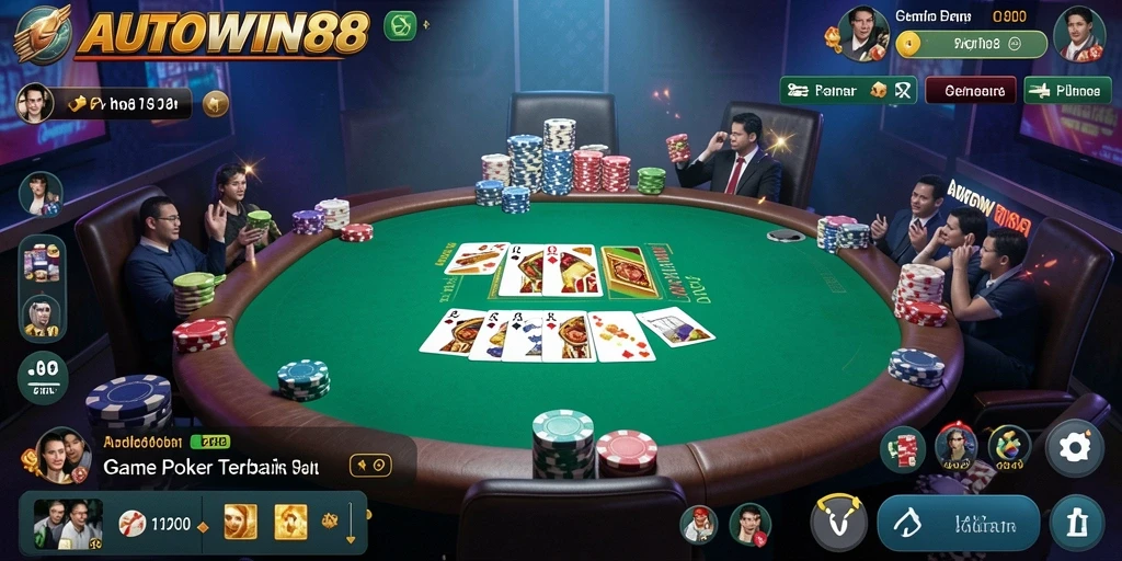 Screenshot AUTOWIN88 menampilkan gameplay Poker yang mendebarkan.