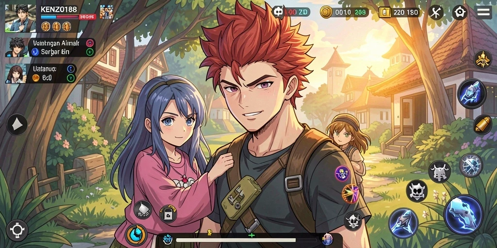Gameplay KENZO188 menampilkan karakter Anime yang bentrok dalam pertarungan seru.