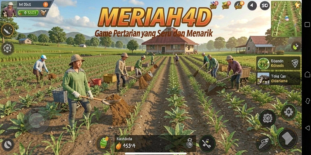 Tangkapan layar gameplay <strong>MERIAH4D</strong> yang menampilkan aktivitas bertani.