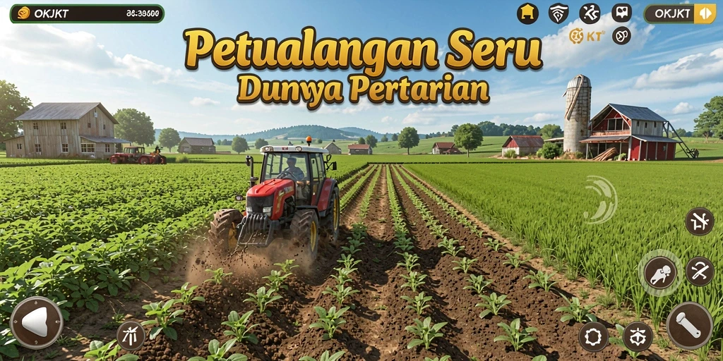 Tampilan seru gameplay pertanian di OKJKT dengan berbagai pilihan tanaman.