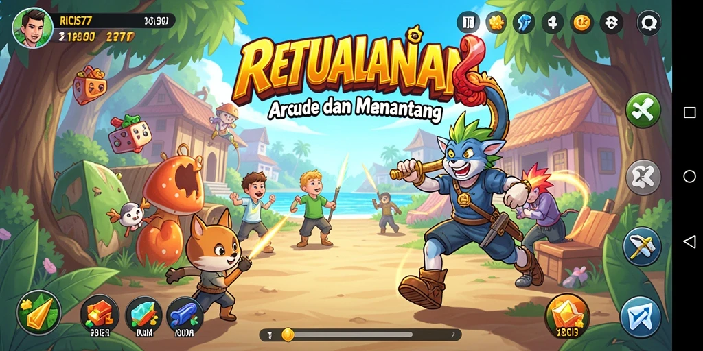 Screenshot RICIS77 menampilkan gameplay seru dan penuh aksi dari permainan arcade.