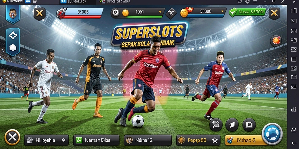 Tampilan gameplay menarik dari SUPERSLOTS di lapangan sepak bola.