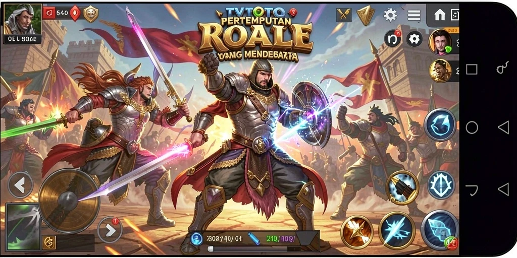 Screenshot gameplay TVTOTO, menampilkan pertempuran intens di dunia Battle Royale.